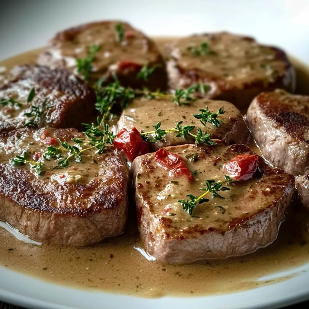 Schnitzelstreifen in Senfsahnesoße