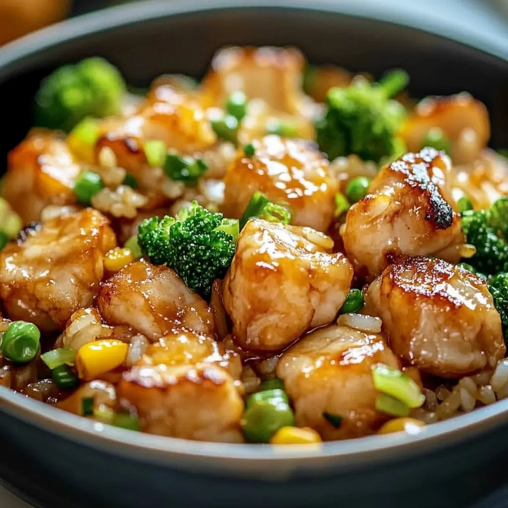 Hähnchen-Reis-Pfanne mit Brokkoli und Mais