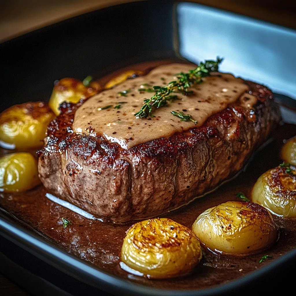 Hackbraten mit Kartoffeln in Sahne