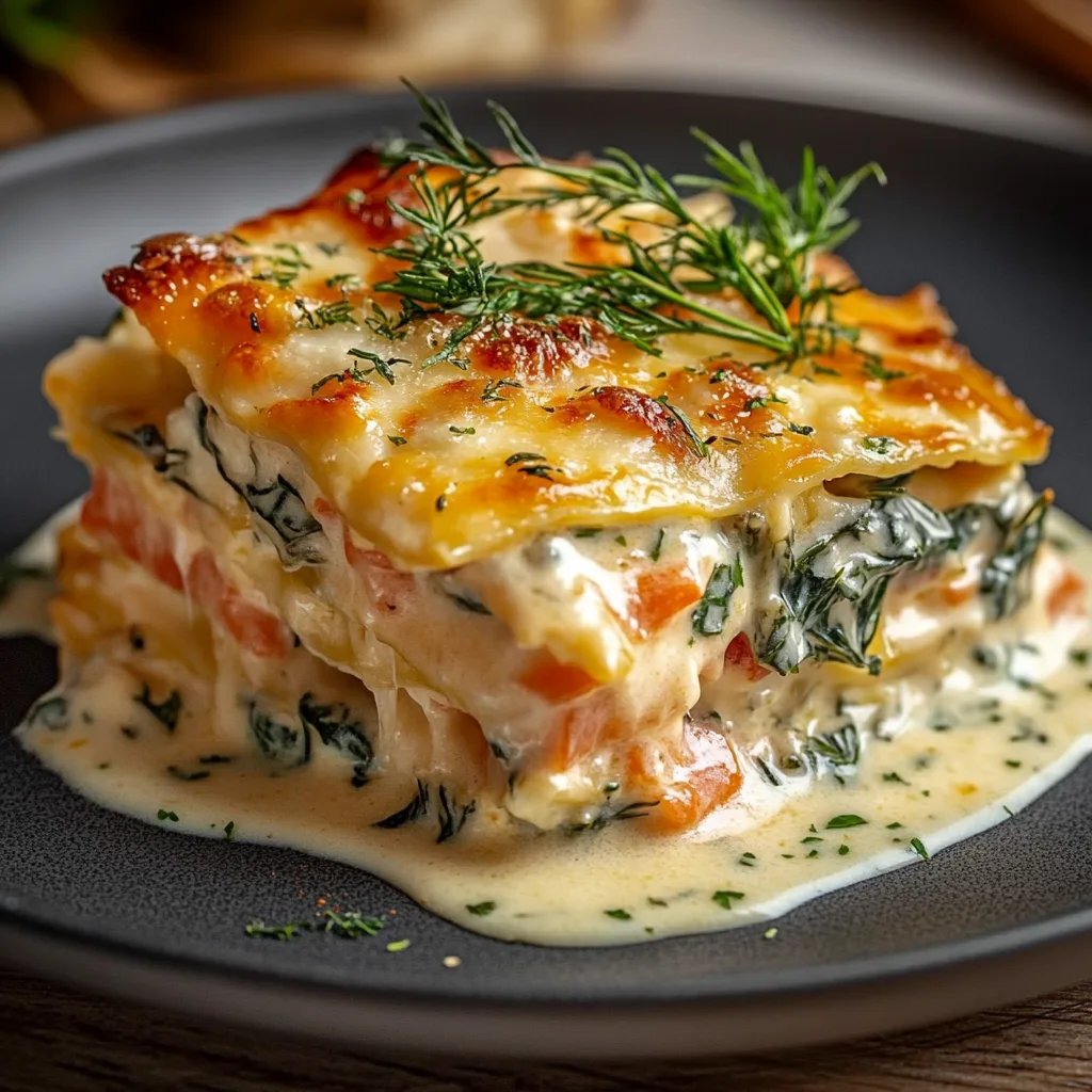 Lachs-Spinat-Lasagne mit Sahnesoße