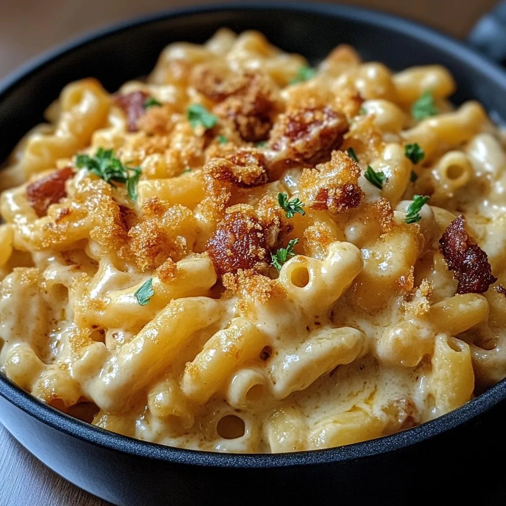 Mac & Cheese mit Huhn in Honig-BBQ-Sauce