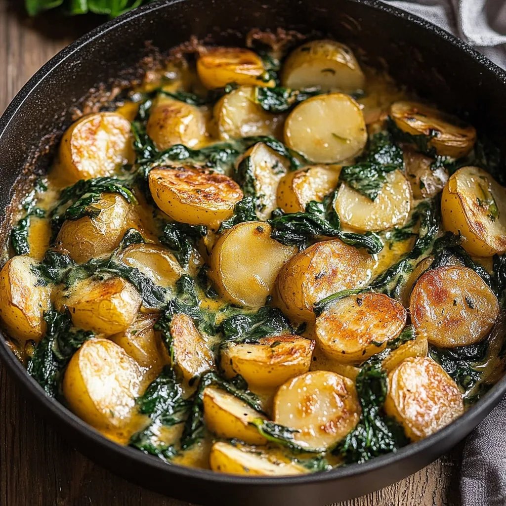 Cremige Spinat Kartoffel Pfanne