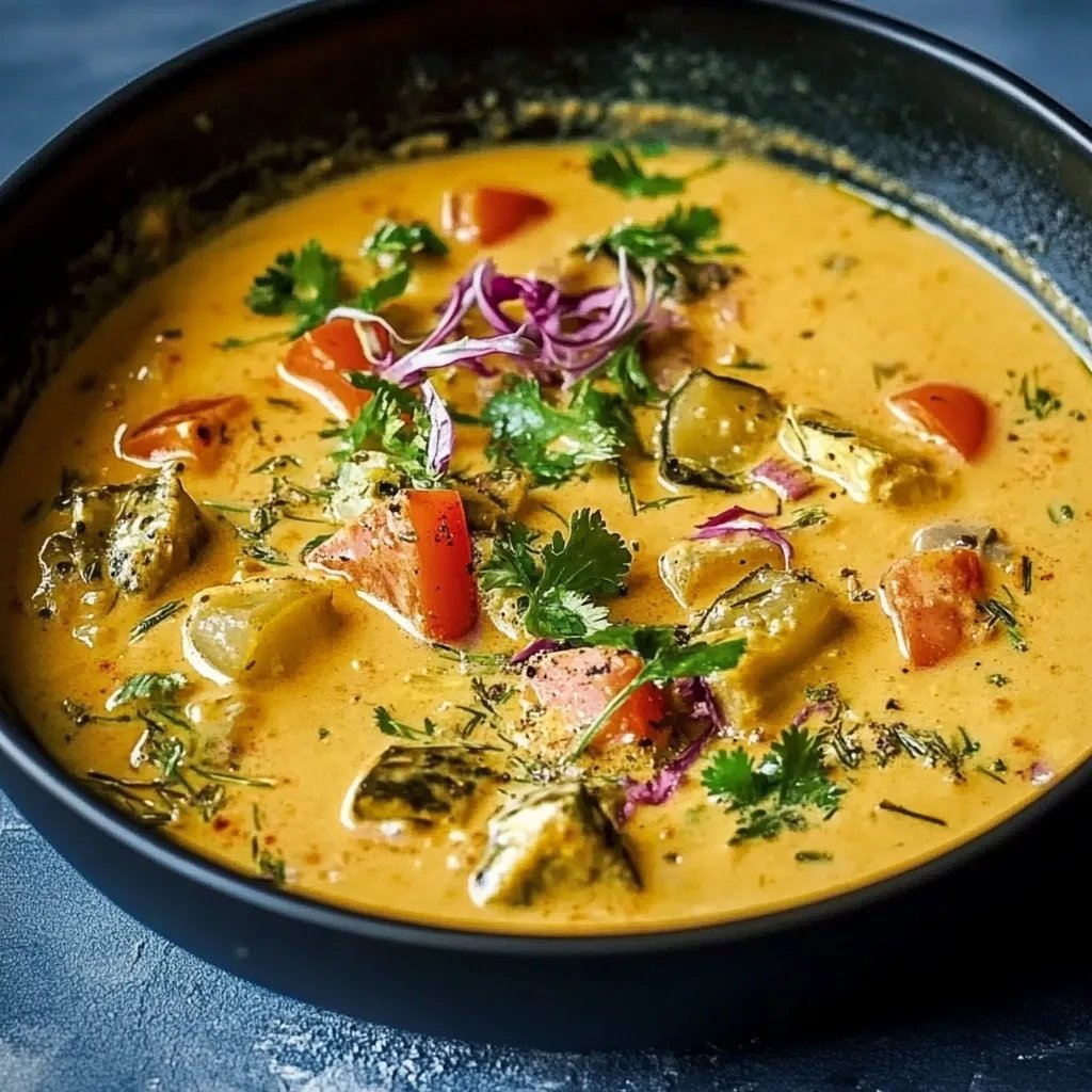 Hähnchen-Curry-Lauch-Suppe