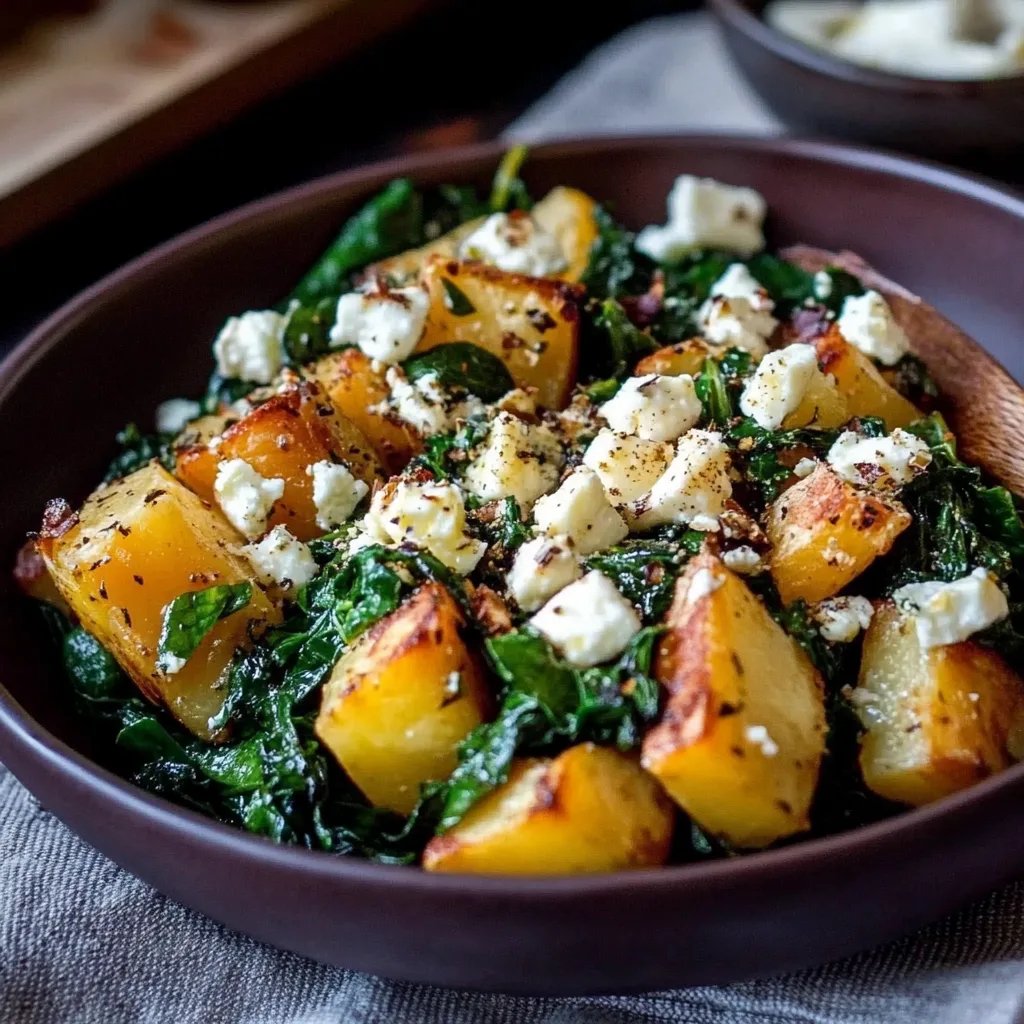 Gefüllte Süßkartoffel mit Feta und Spinat