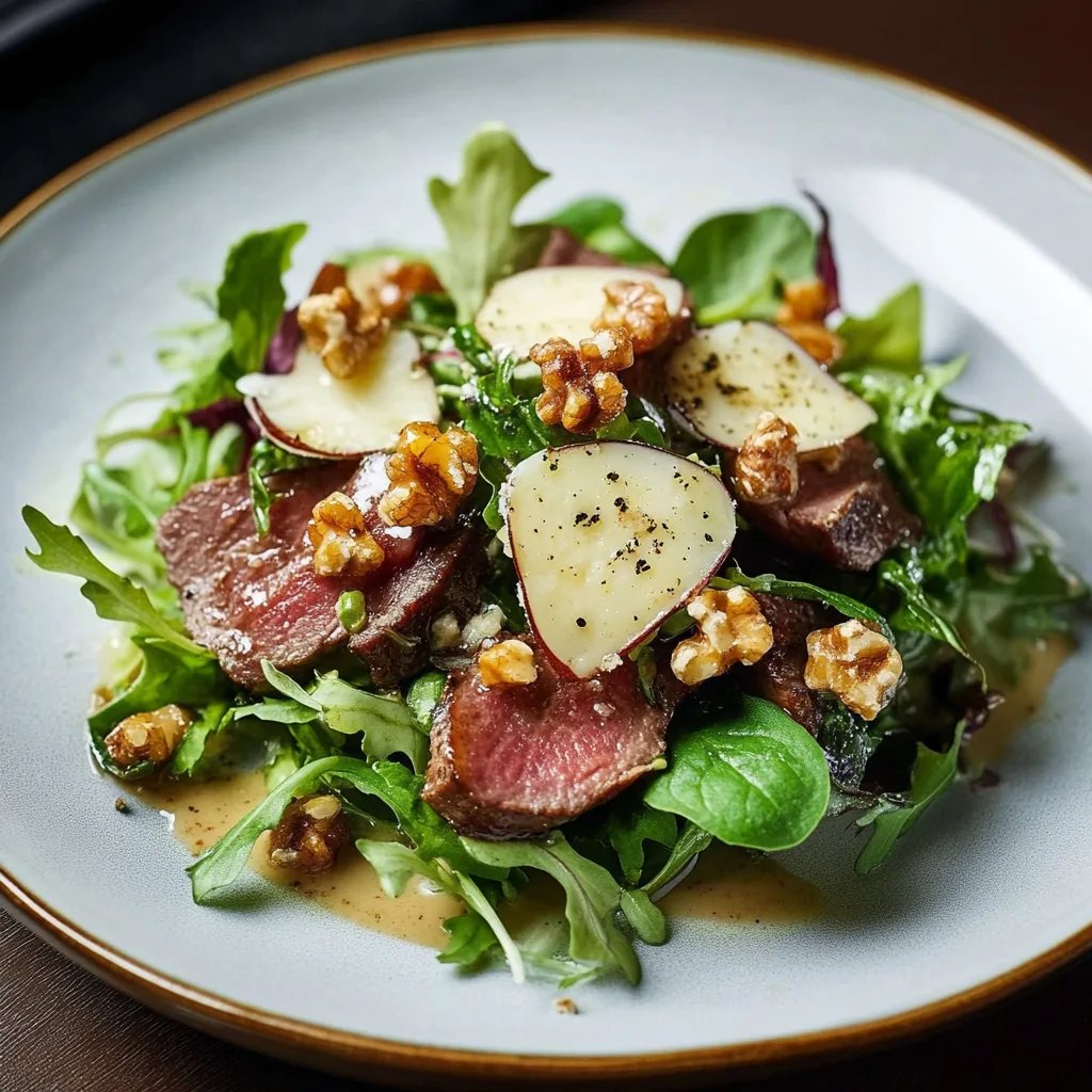 Birnen-Carpaccio auf Pflücksalat mit Gorgonzola und Walnüssen
