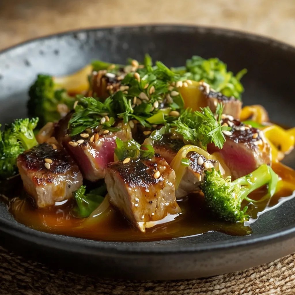 Veganer Rindfleisch-Ersatz & Brokkoli