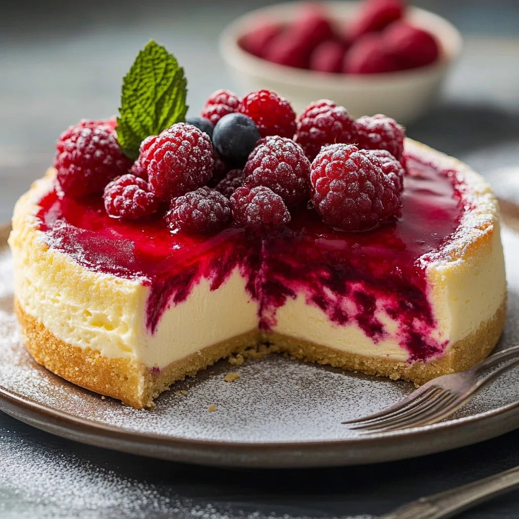 Käsekuchen mit Himbeeren