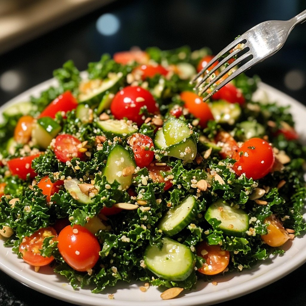 Chopped Kale Power Salad mit Zitronen-Tahini-Dressing